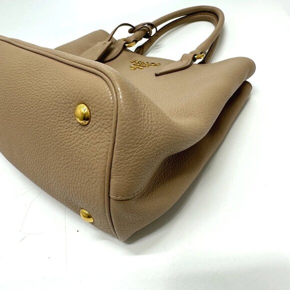 PRADA 1BA058 logo 2WAY Hand Bag Leather Beige - Picture 2 of 16